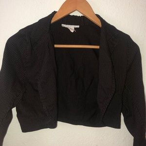 Black silver striped cropped blazer